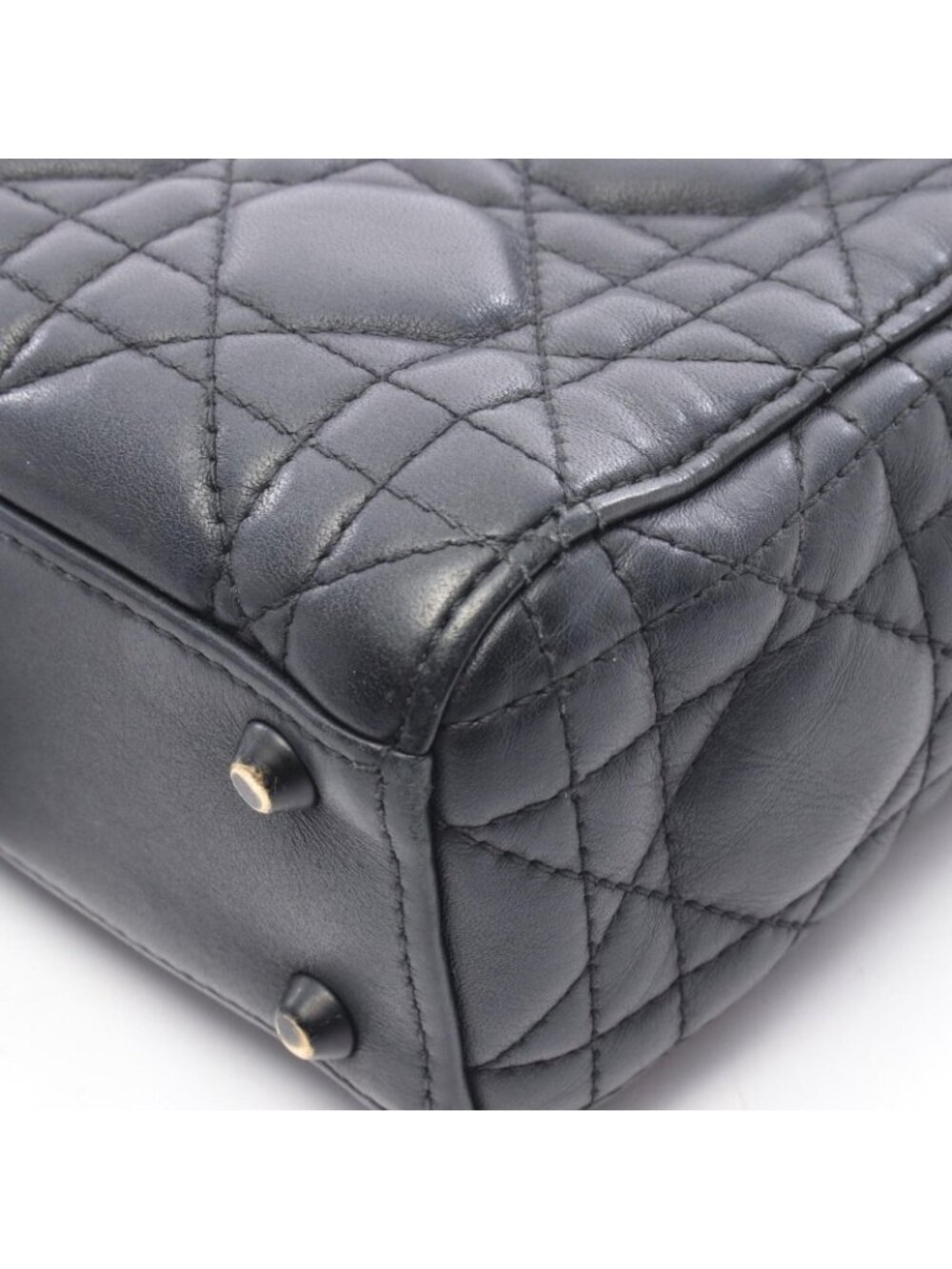Dior Handbag Lady Mini 2-Way Black Leather Cannage Tote - Picture 8 of 11